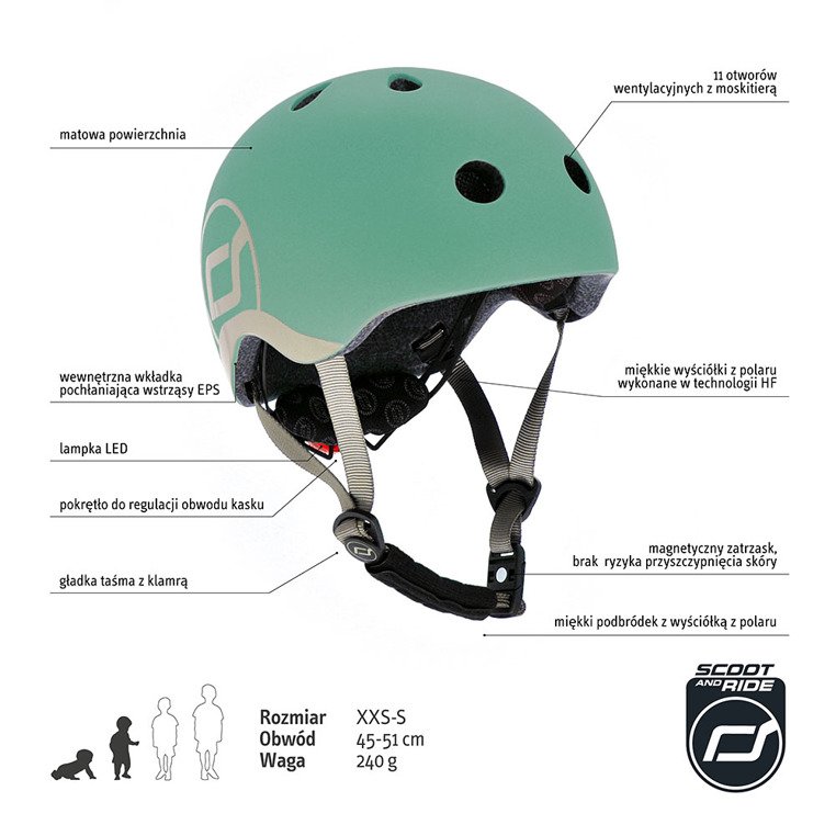 Scoot & Ride Kask XXS-S Forest 1-5 lat