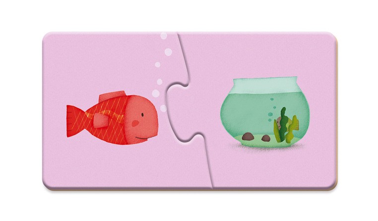 Janod Dwuczęściowe puzzle Zwierzęta i domki 20el 2+