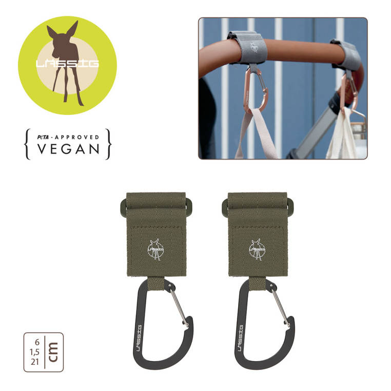 Lassig Uniwersalne Zaczepy do Wózka z Karabińczykami 2 szt.