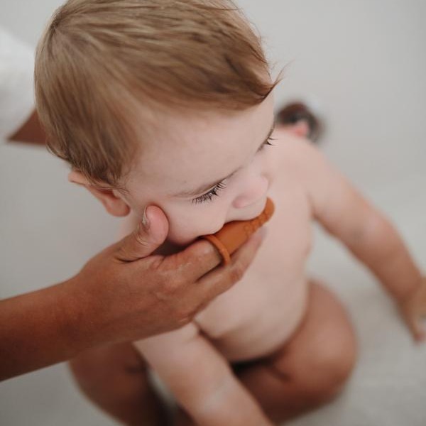 Mushie Szczoteczki na palec 2 szt. Blush & Shifting Sand 10m+