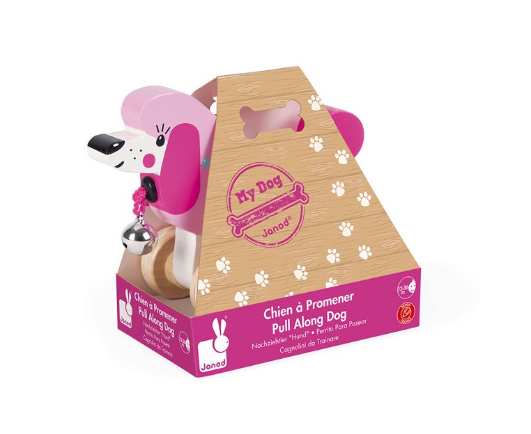 Janod Piesek Drewniany do Ciągnięcia Pudel 12m+