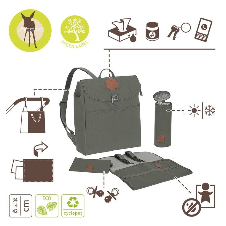 Lassig Green Label Plecak Adventure Olive z akcesoriami | Dla Mamy 1+