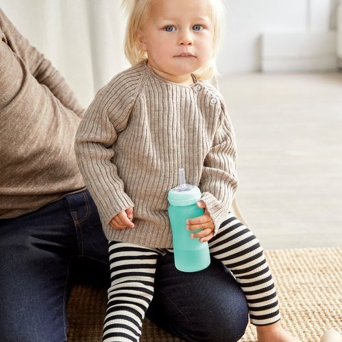 Everyday Baby, Szklany bidon ze słomką 240 ml - miętowy