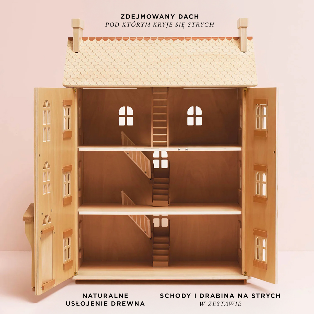 Naturalny drewniany domek dla lalek (ekologiczny, FSC®)” | Le Toy Van