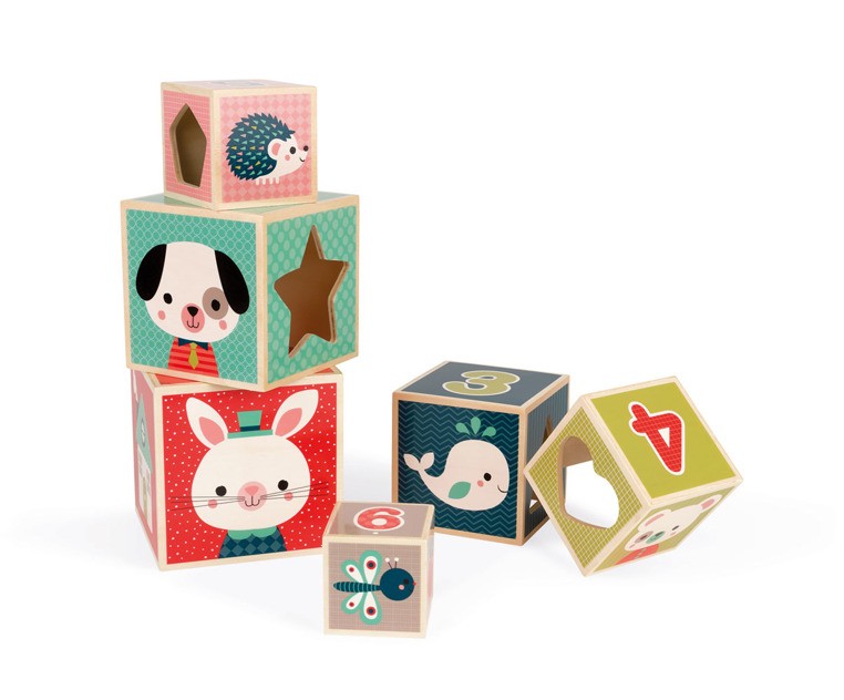 Janod Piramida Wieża Drewniana Baby Forest 12m+