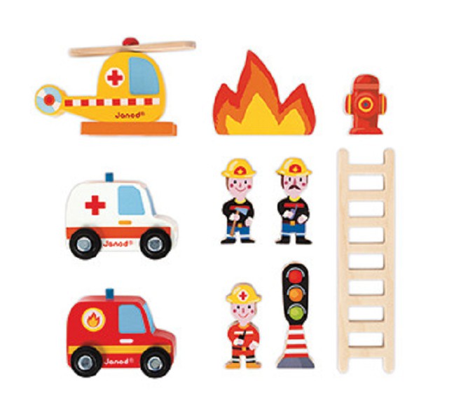 Janod Remiza Garaż Drewniany z Akcesoriami 3+