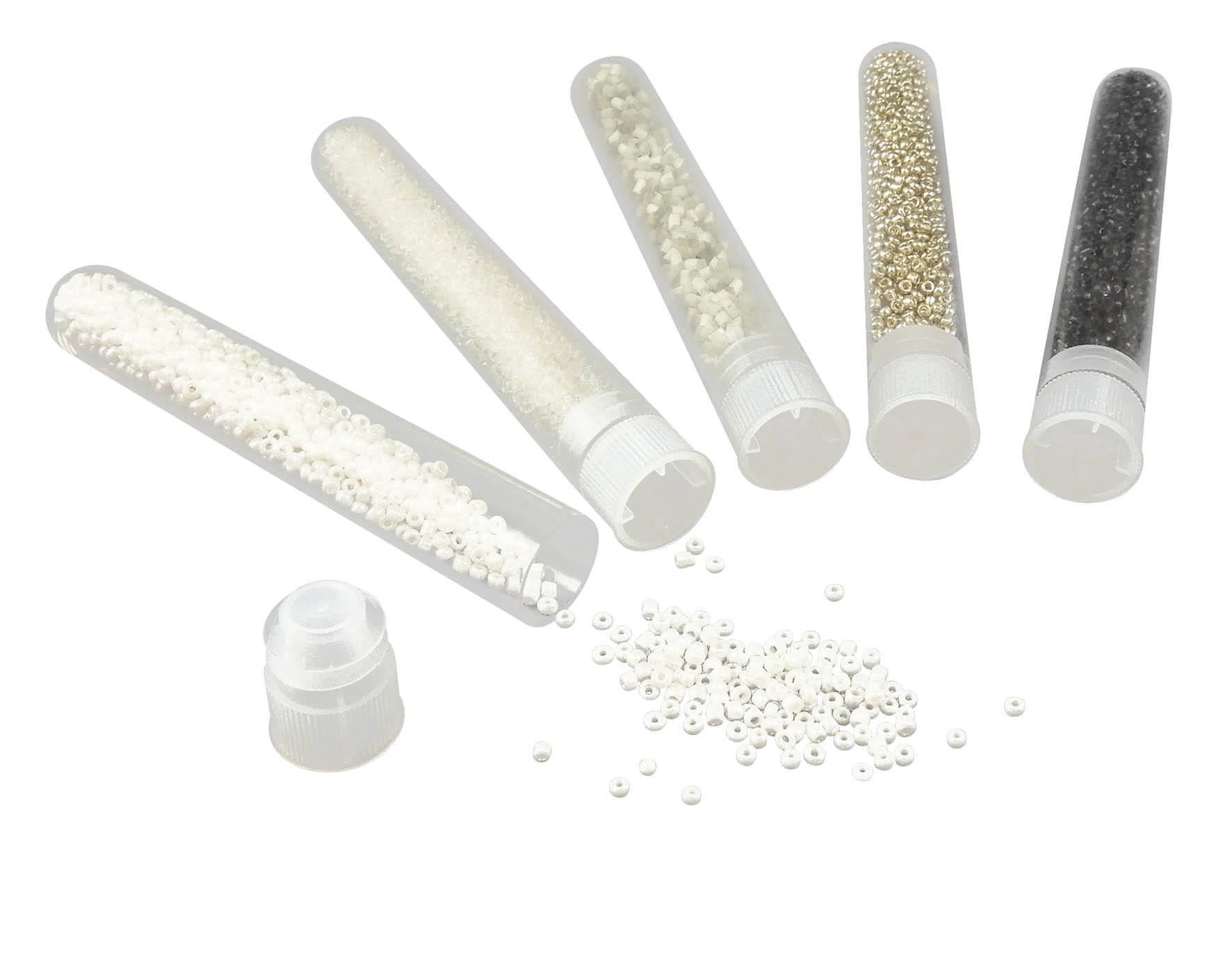 Buki Fiolki z Koralikami Bieli i Srebra 5 el. 5+