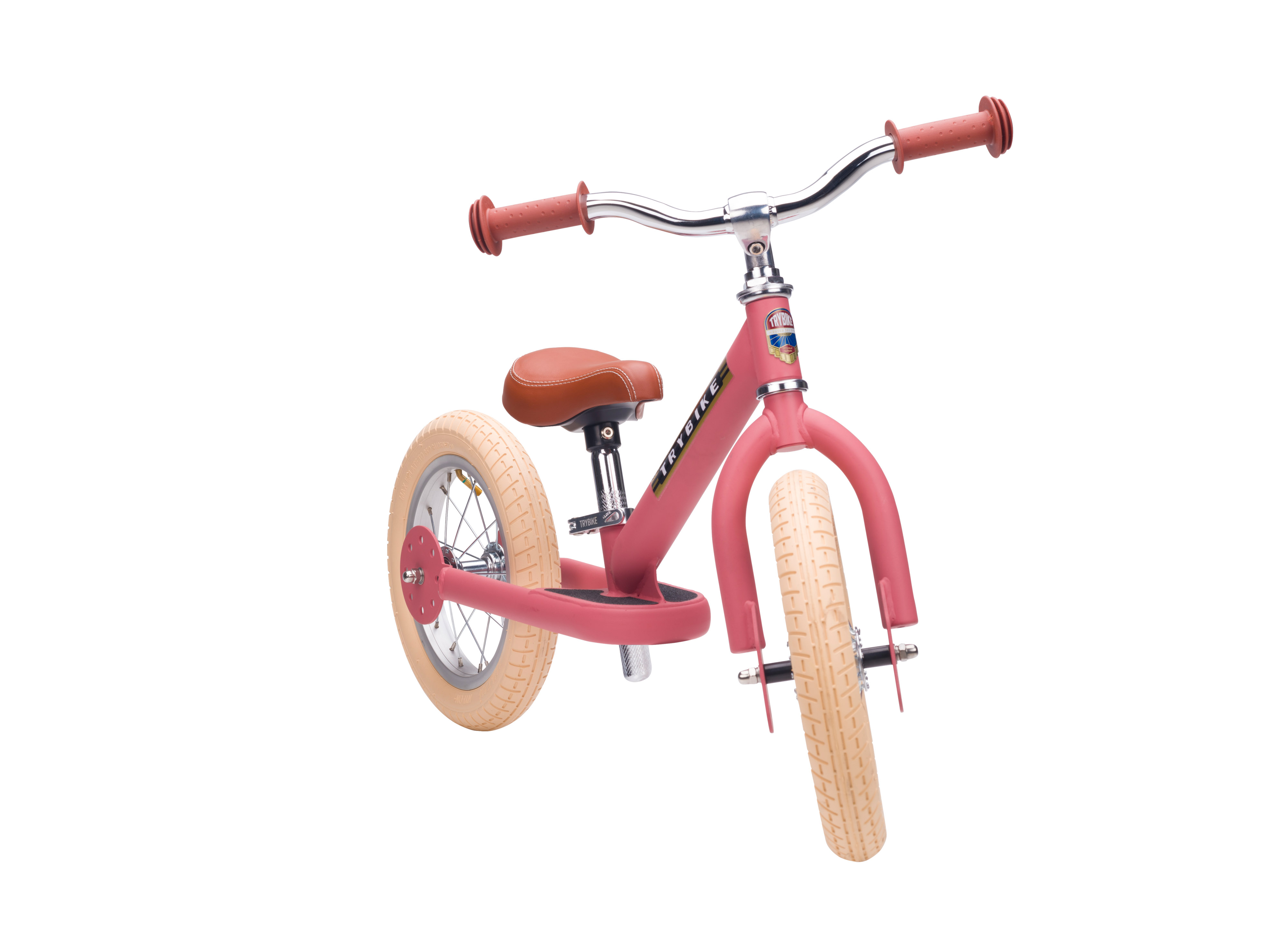 Trybike Pierwszy rowerek trójkołowy dziecięcy biegowy 2w1 różowy matowy 