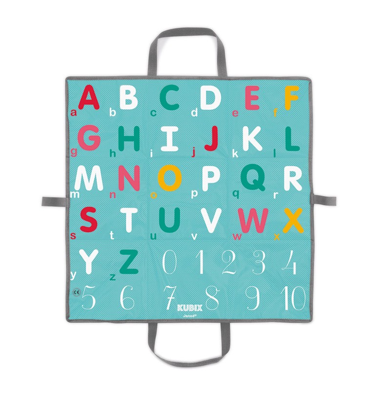 Janod Klocki Drewniane Kubix 40 sztuk Litery i Cyfry 3+