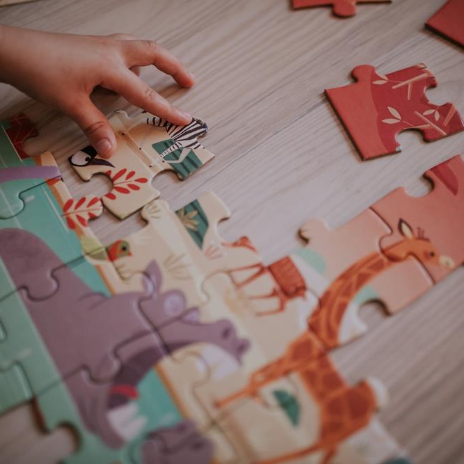 Janod Puzzle w walizce Rezerwat zwierząt 54el 4+