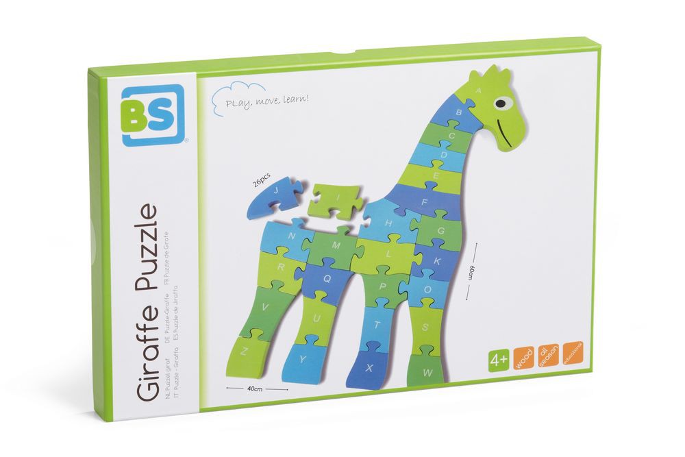 BS Toys Puzzle Żyrafa A-Z Drewniane 26el 4+
