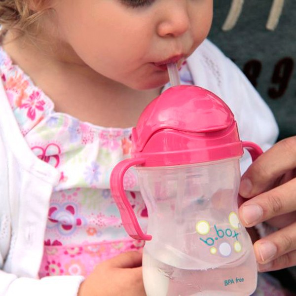 B.Box Kubek Niekapek z Rurką Różowy 6m+