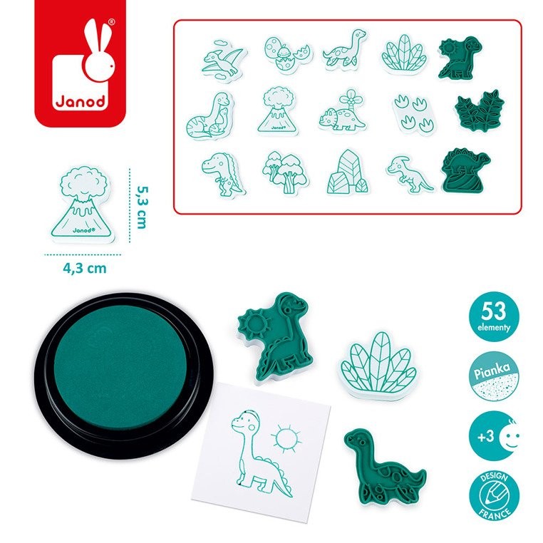 Janod Stempelki Dinozaury Zestaw Kreatywny 3+