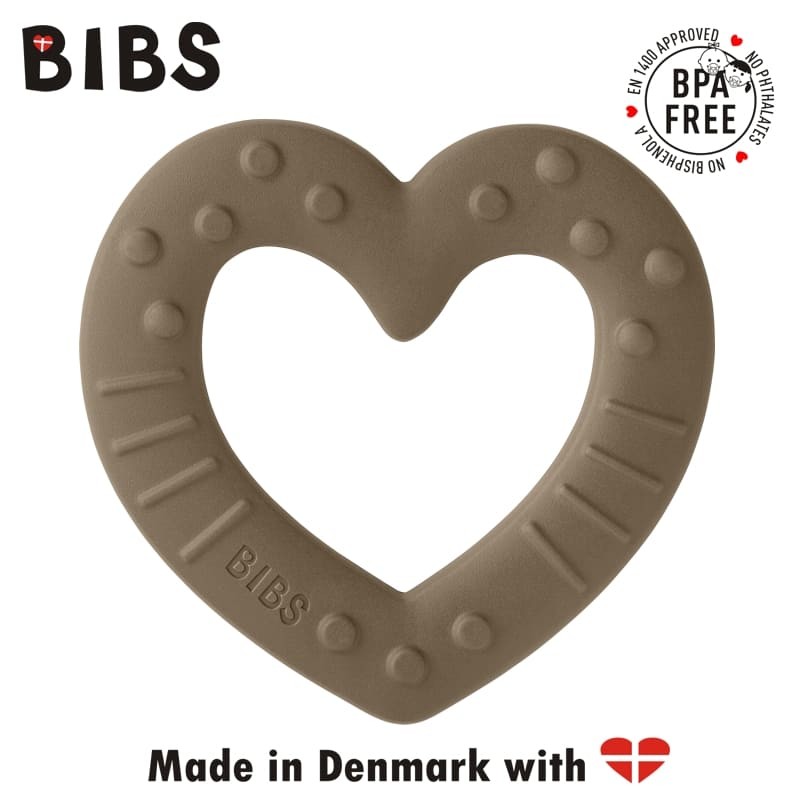 Bibs, Baby Bitie Heart Dark Oak gryzak dla niemowlaka