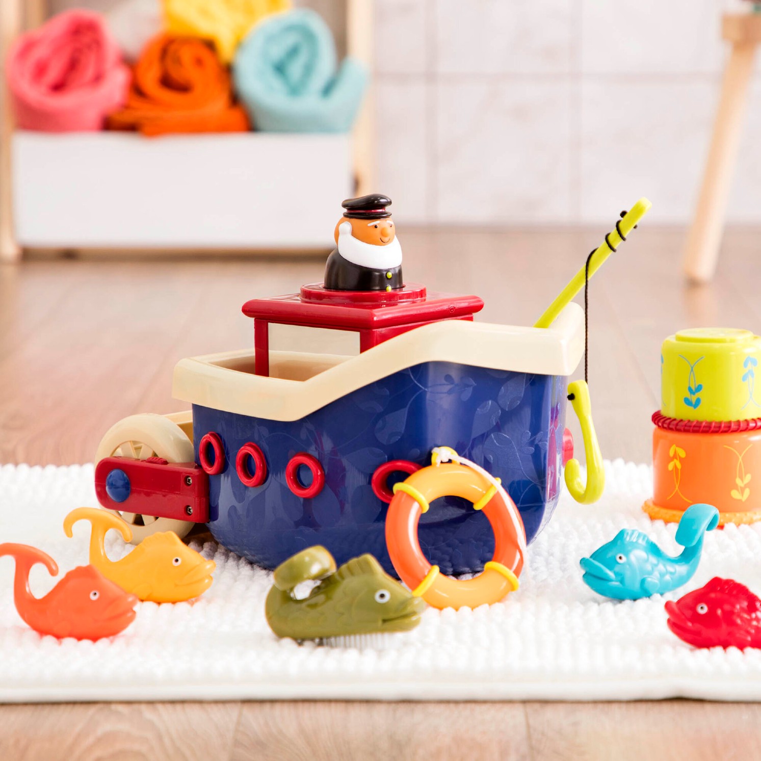 Btoys Statek z akcesoriami do kąpieli 6m+ | Zestaw 12 zabawek