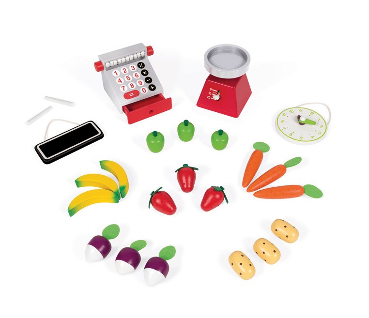 Janod Warzywniak Drewniany Sklep 33el 3+