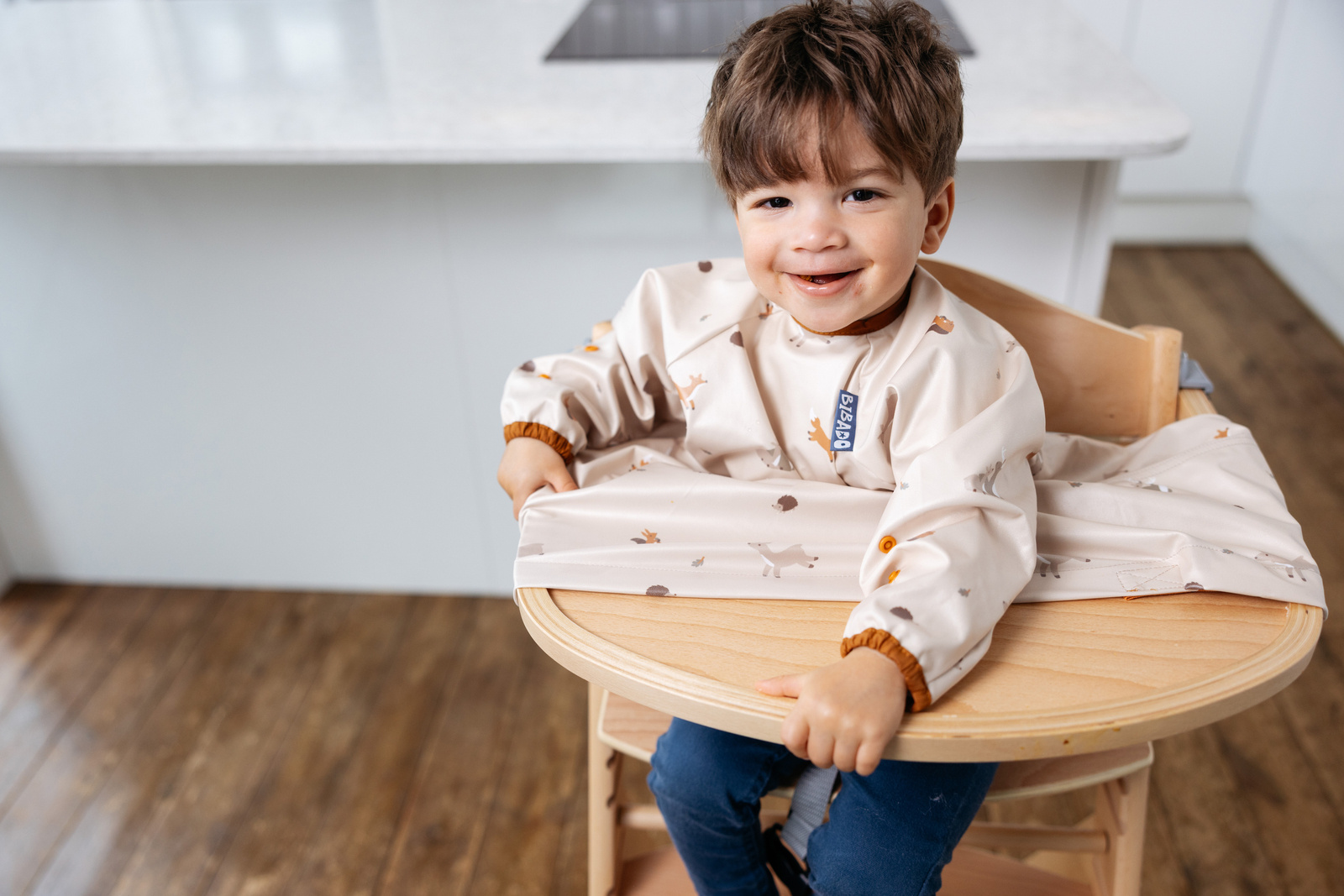 BIBaDO Wodoodporny śliniak z długim rękawem BLW 6m+