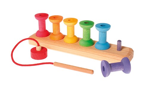 Grimm's Małe Kolorowe Szpulki - Drewniane Koraliki 3+