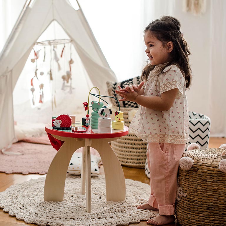 Janod Stolik Edukacyjny Baby Forest Drewniany 12m+