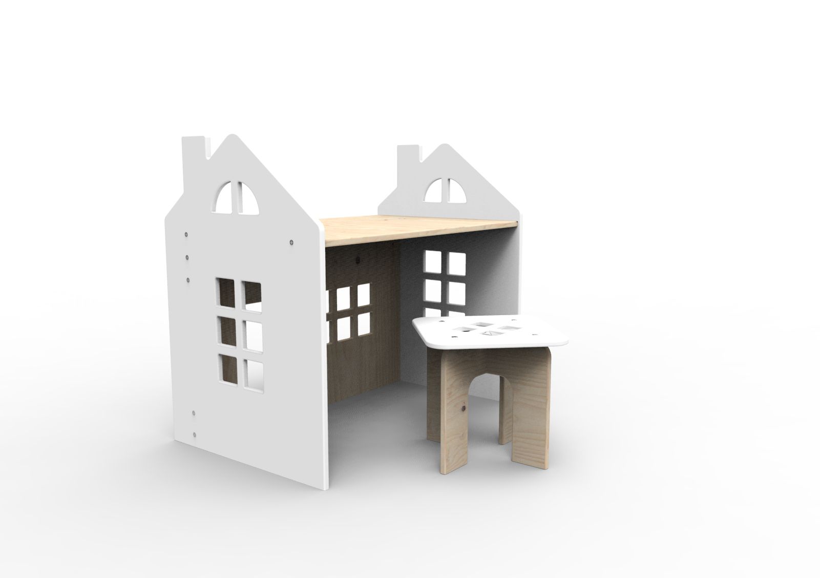 Planeco Biurko Kajtek z Taboretem Białe 1+