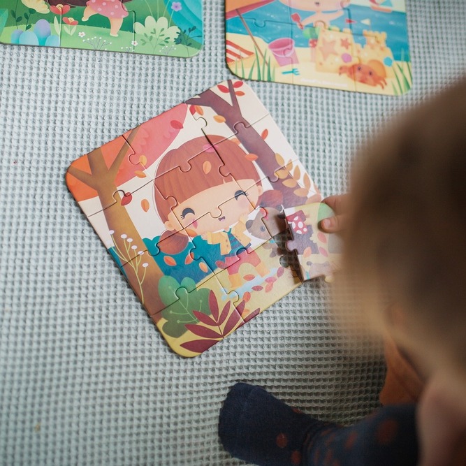 Janod Puzzle Pory Roku 4 Układanki 6-16 el. 3+