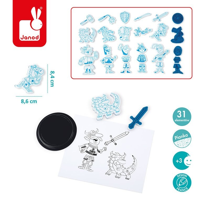 Janod Zestaw Stempelki Rycerze 3+ lat