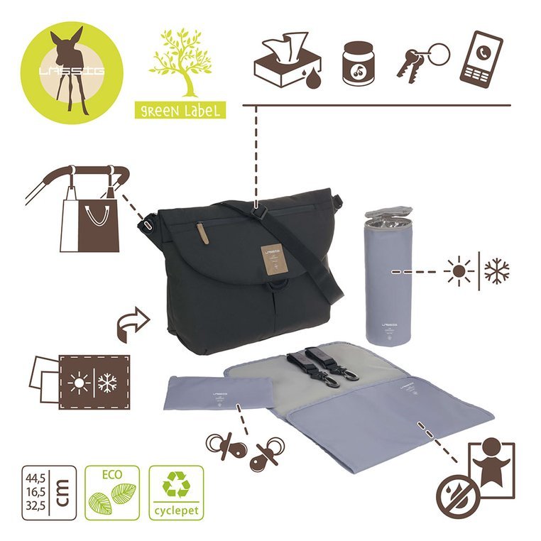 Lassig Torba Messenger Green Label Akcesoria - Black