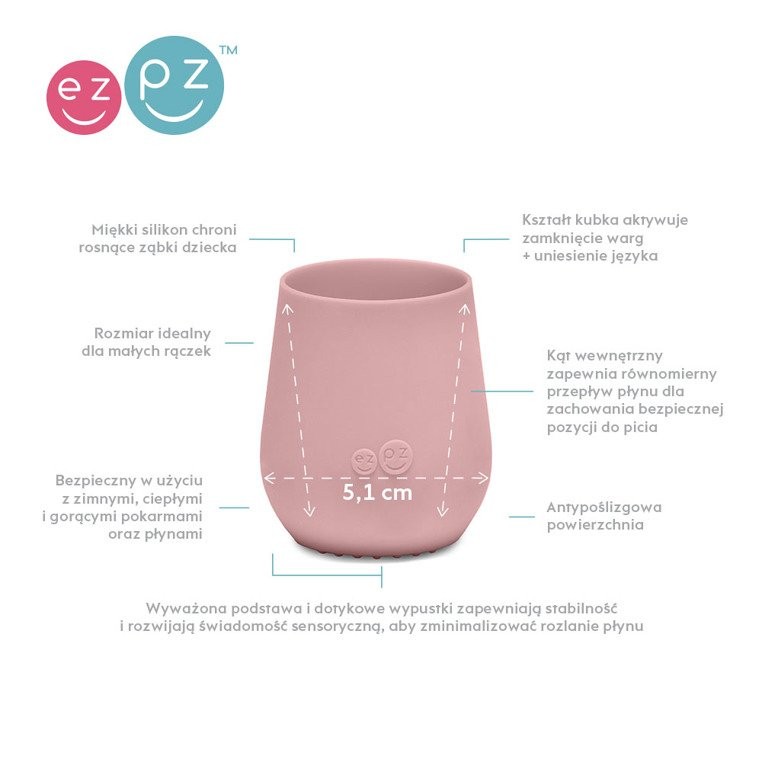 EZPZ Komplet naczyń silikonowych First Foods pastelowy róż 6m+