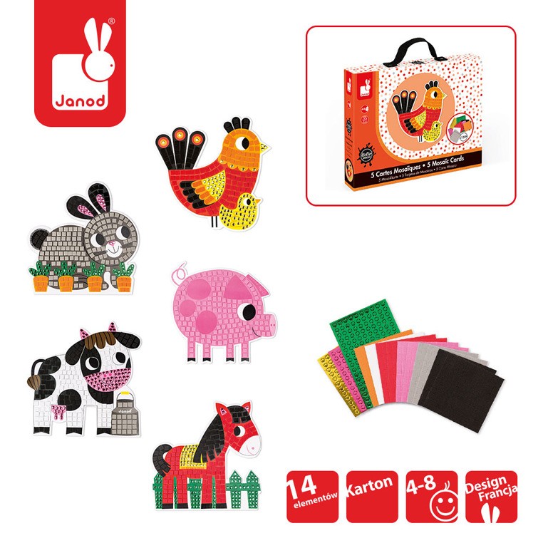 Janod Zestaw Artystyczny Mozaika Dzień na Farmie 4+