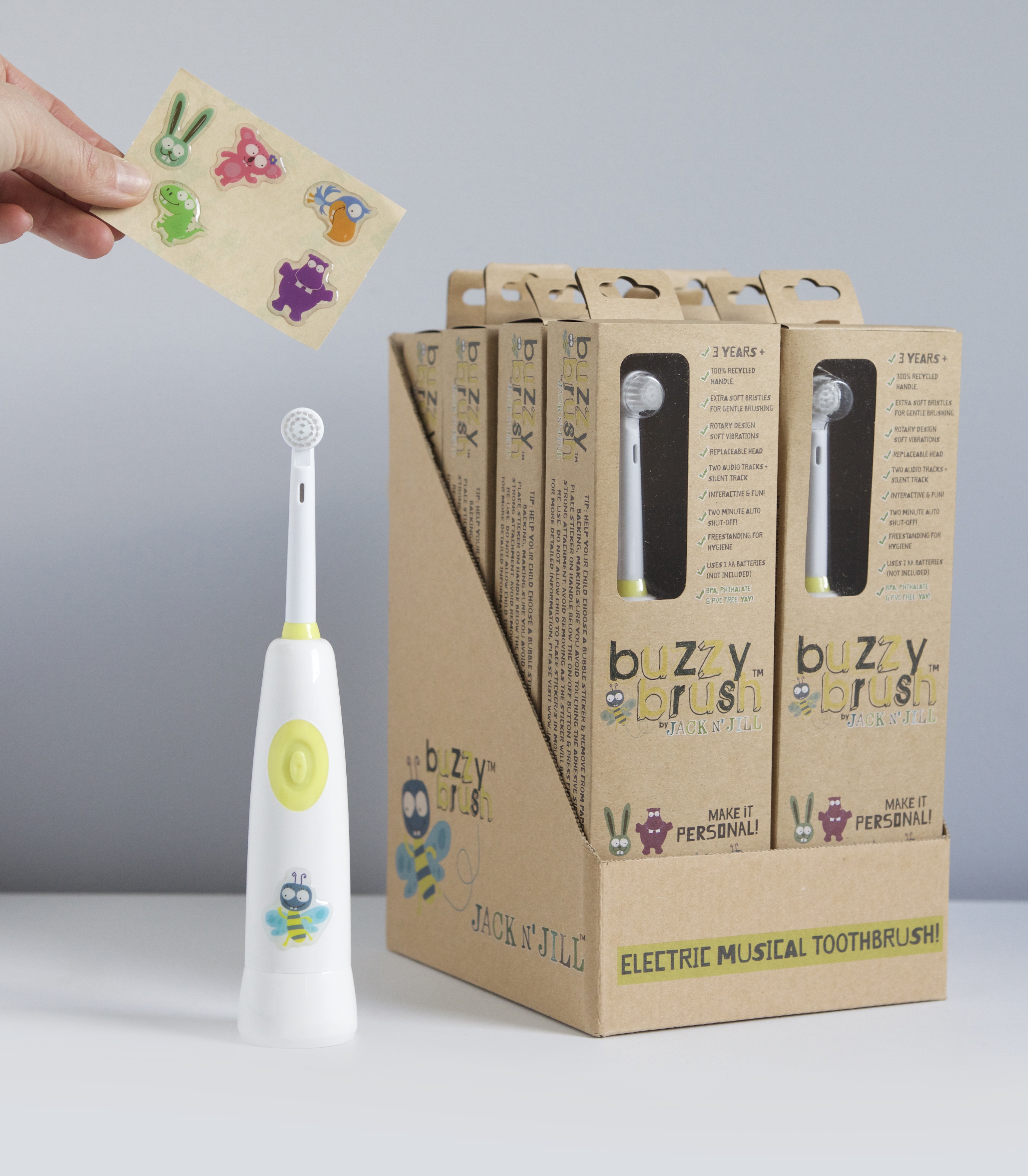 Szczoteczka elektryczna Jack N'Jill z naklejkami 3+