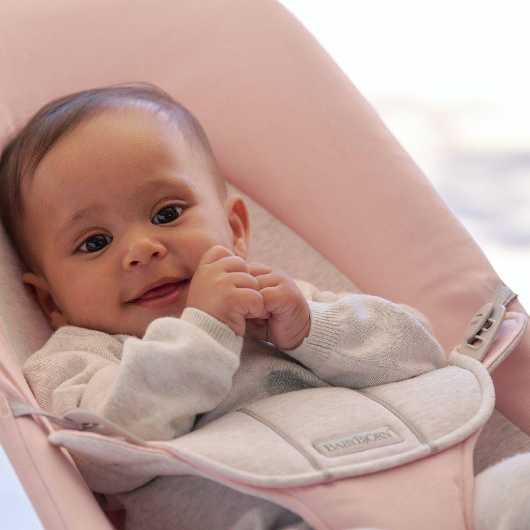 BabyBjorn Leżaczek Balance Soft Cotton Jasny Różowy/Szary 0-24m