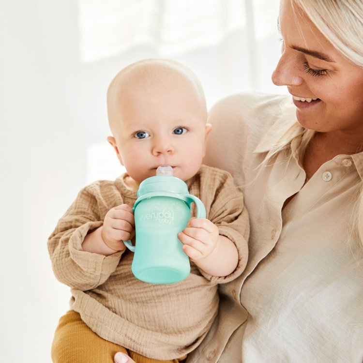 Everyday Baby Szklana butelka z ustnikiem niekapkiem 150 ml - miętowa