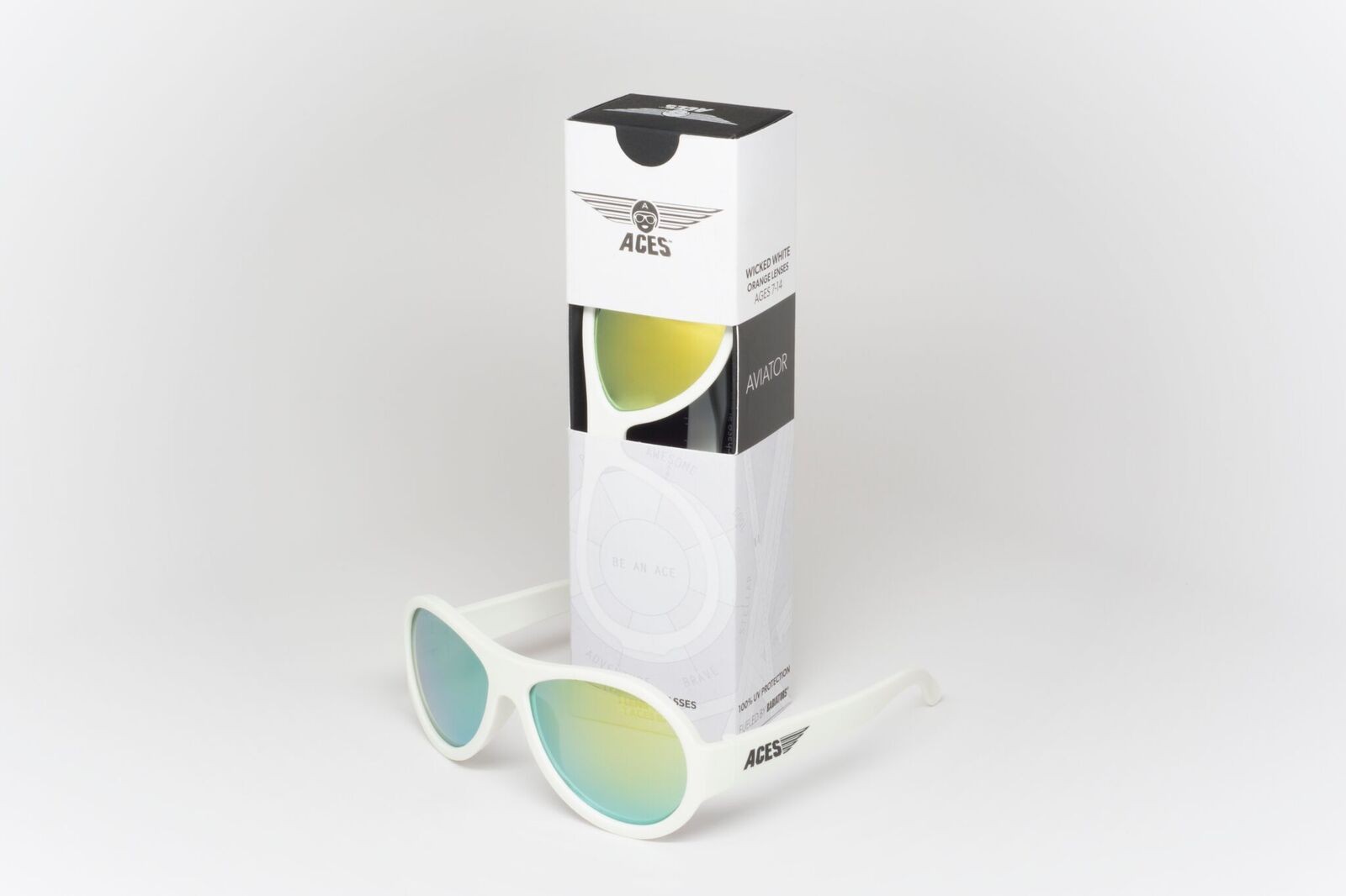 Babiators, Okulary przeciwsłoneczne dla dzieci Aces Aviator Wicked White Orange 7-14