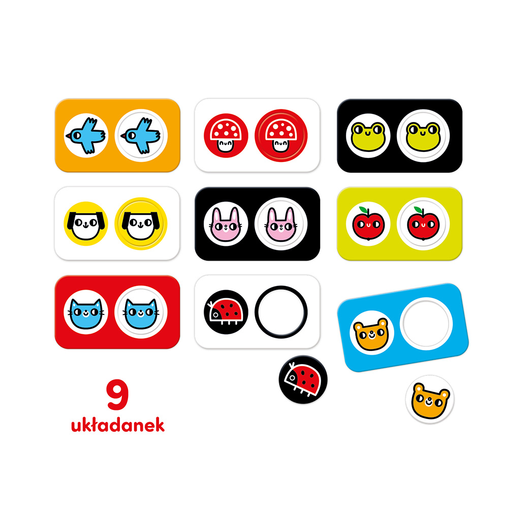 CzuCzu Puzzle Kontrastowe z Dziurką Do Pary 12m+