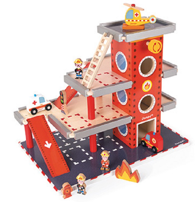 Janod Remiza Garaż Drewniany z Akcesoriami 3+