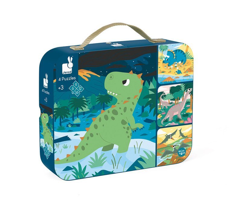 Janod Puzzle Progresywne Dinozaury 4 układanki 16el 3+