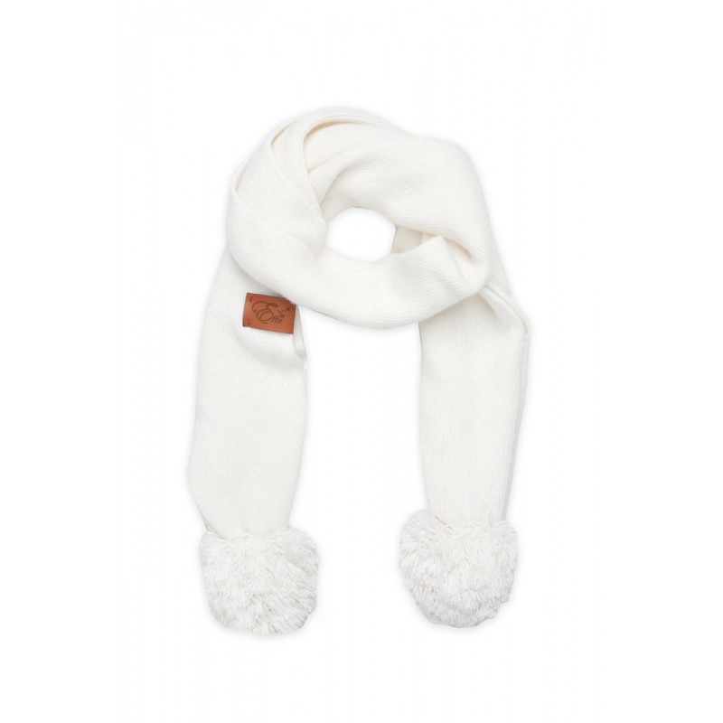 Effii Szalik Kaszmirowy z Pomponami L Ecru 1-6 lat