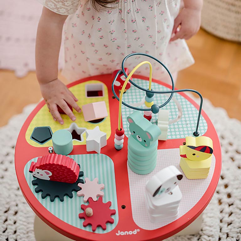 Janod, Stolik edukacyjny duży drewniany Baby Forest