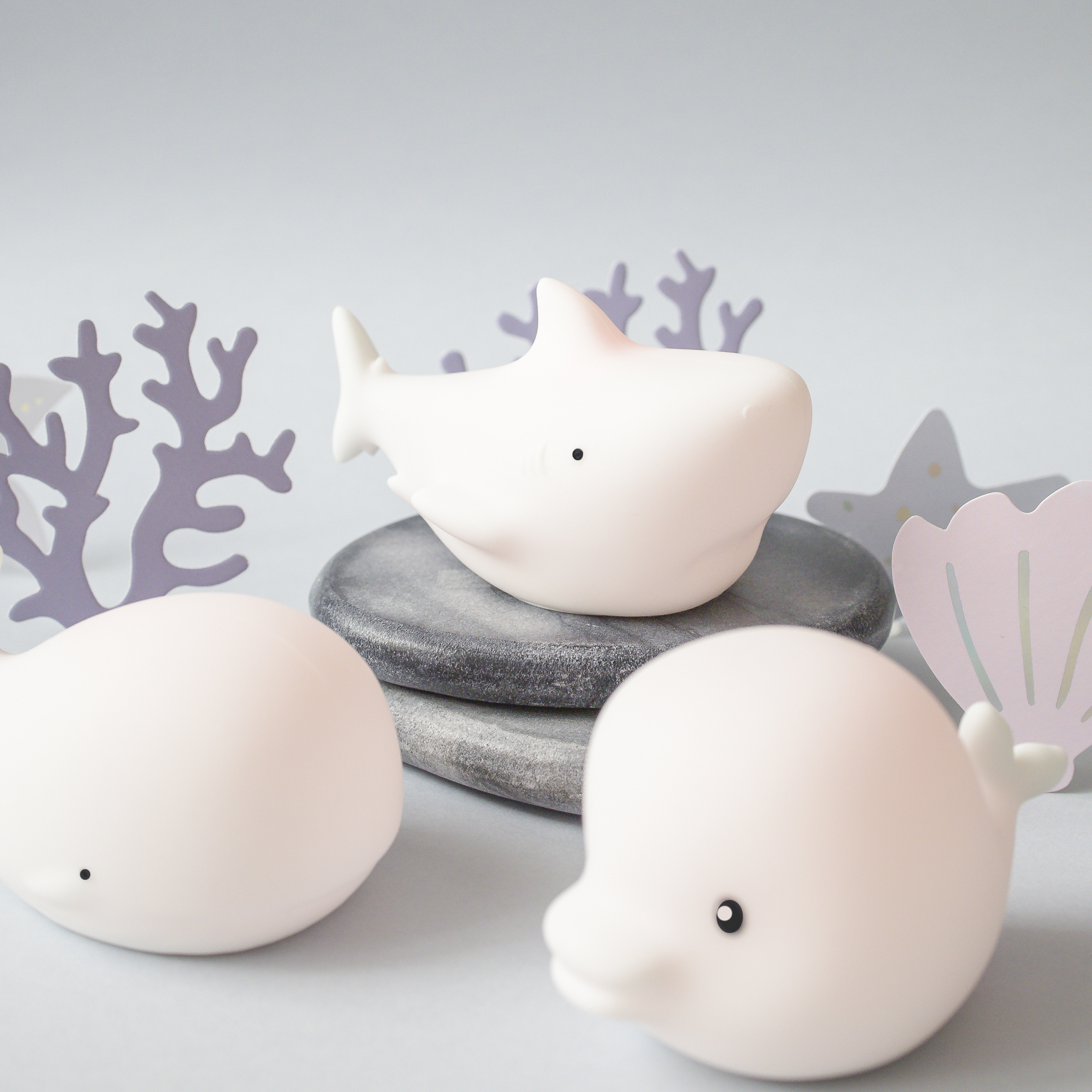 Rabbit&Friends, Zestaw 3 silikonowych lampek białych Morskie