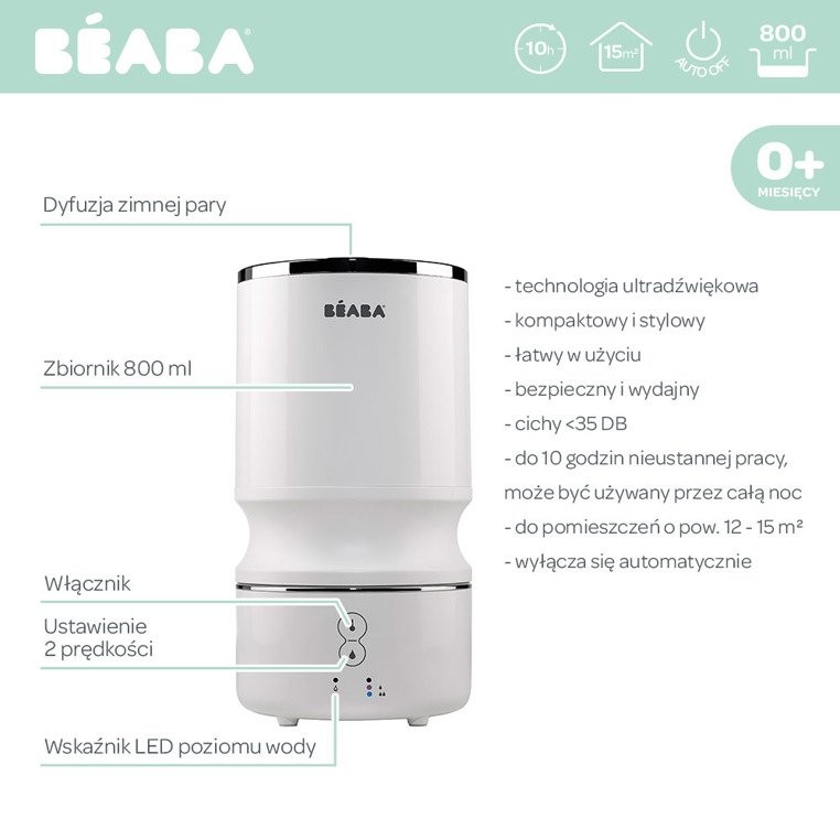Beaba Ultradźwiękowy Nawilżacz Powietrza White 12-15m²