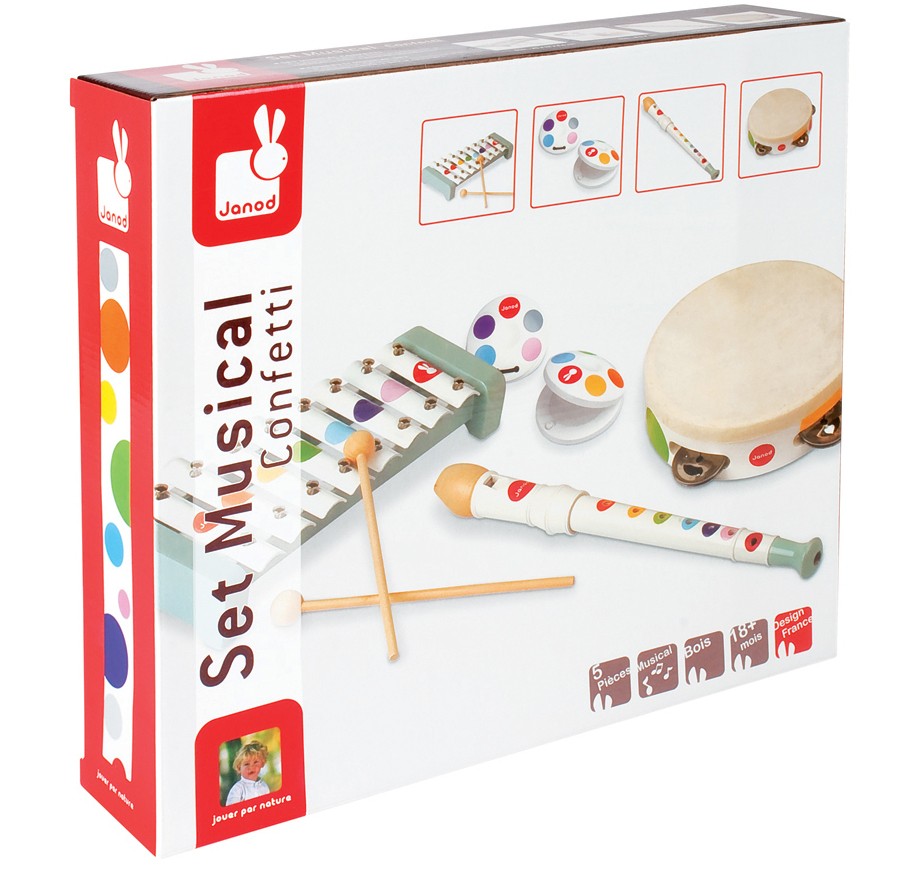 Janod Zestaw Muzyczny Confetti 18m+ | Instrumenty