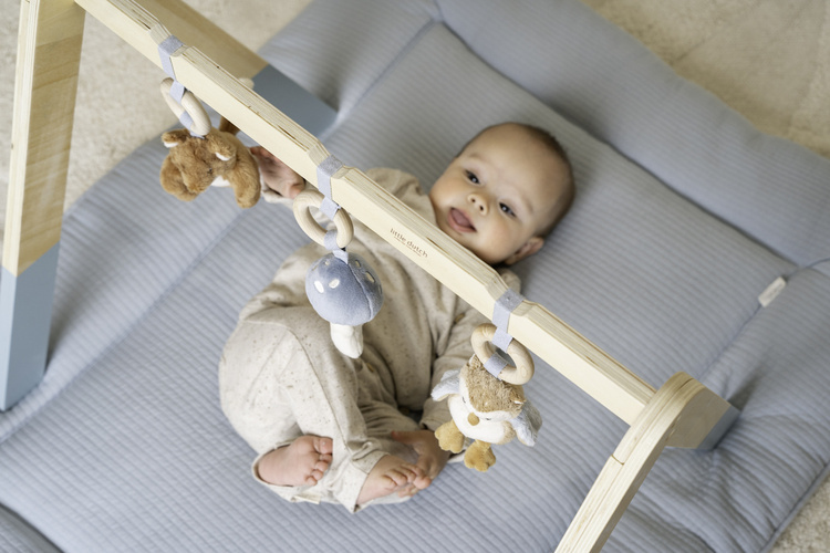 Little Dutch – Pałąk interaktywny Forest Friends – drewniany pałąk z zawieszkami 0–6 mc