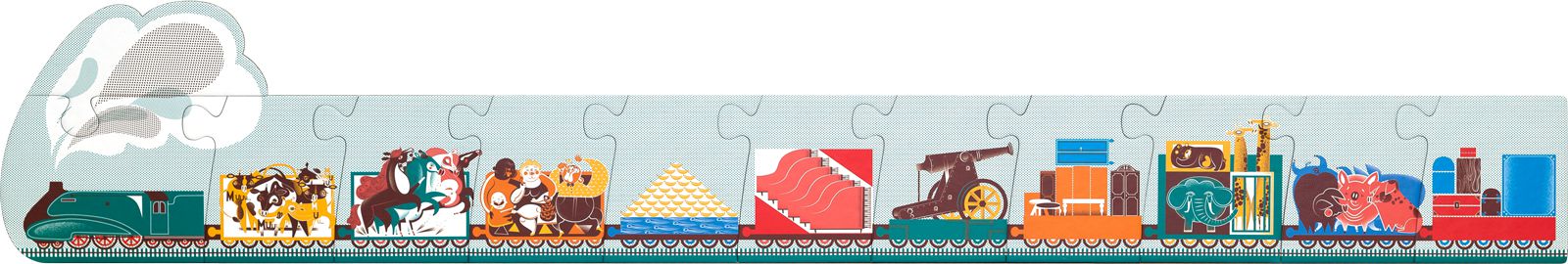 Komplet Puzzle i Książka Lokomotywa Tuwima 12el 3+