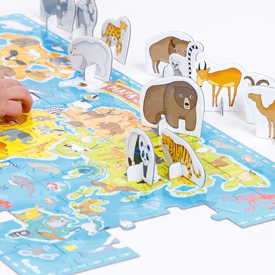 Czuczu Puzzle Mapa świata zwierzęta 60el 4+