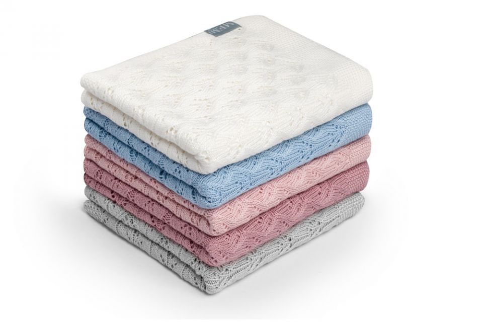 My Memi Ażurowy kocyk bambusowy 80x100 jasny szary 0+