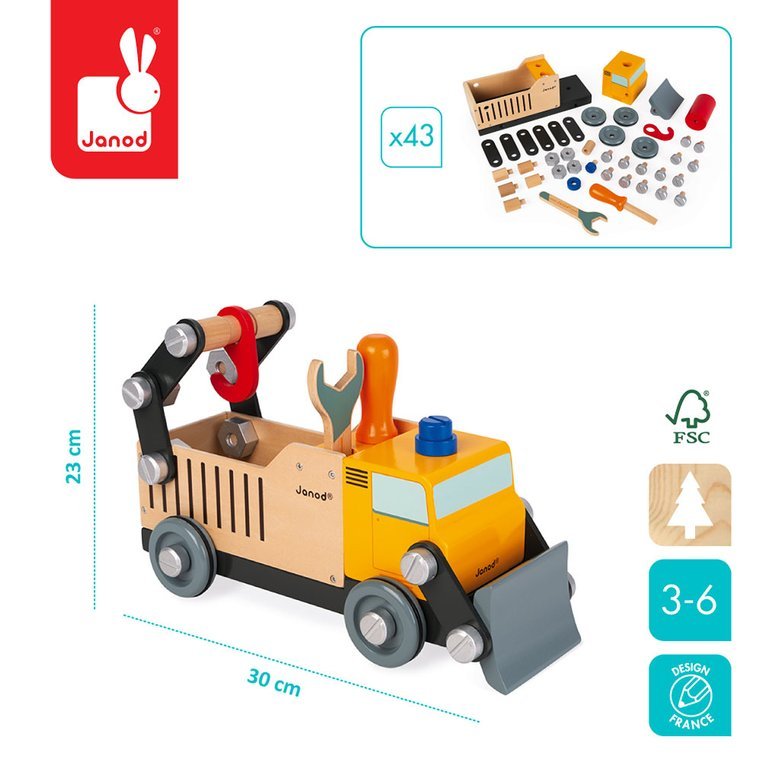 Janod Ciężarówka Budowlana do Składania Narzędzia 3+