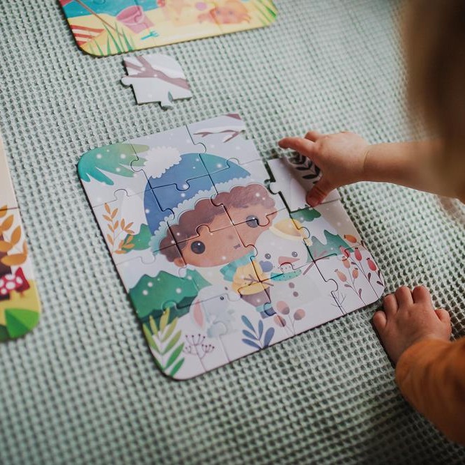 Janod Puzzle Pory Roku 4 Układanki 6-16 el. 3+