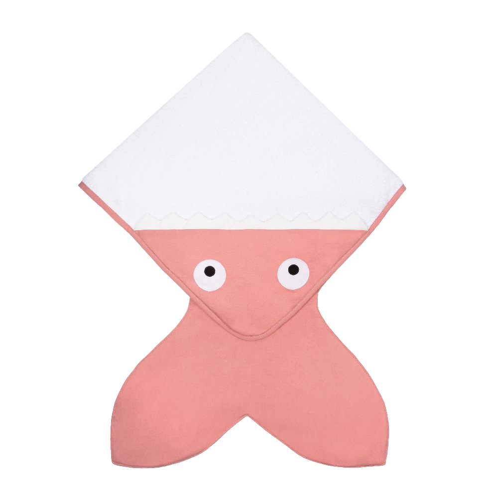 Baby Bites Ręcznik z Kapturkiem Shark 75x75 cm Różowy 0-12m