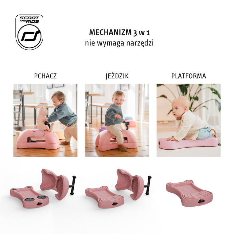 SCOOTANDRIDE My First Ewolucyjny jeździk pchacz 3w1 6 m+