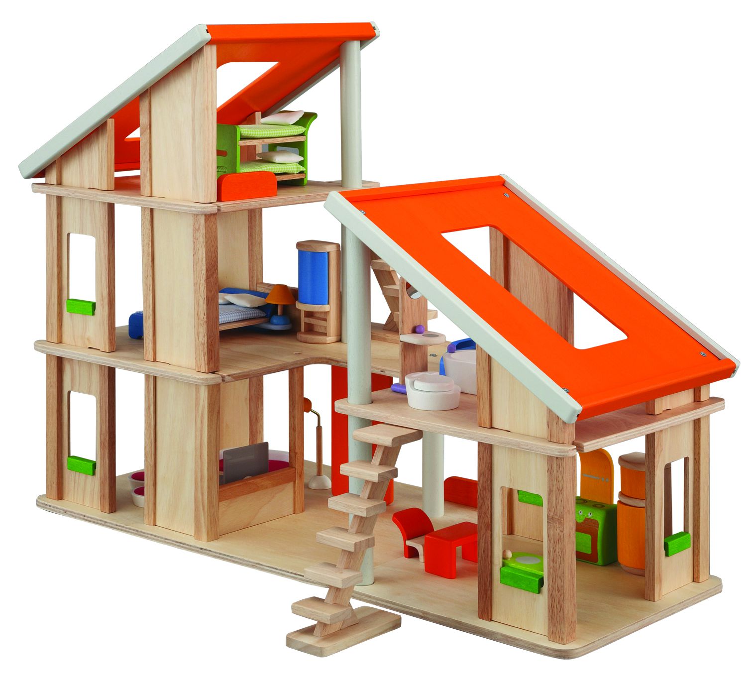 Plan Toys Domek dla lalek z mebelkami powiększony 3+